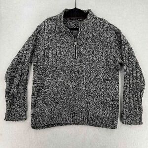 Michael Brandon Men's Gray Sweater Size Large Long Sleeve Cotton Pullover Zip